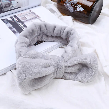 Coral Fleece Bow Makeup Headband for Washing